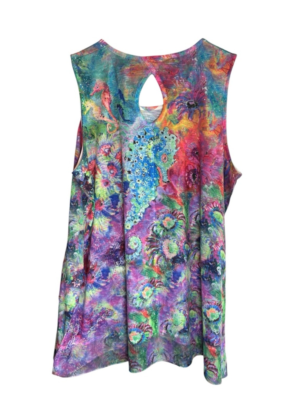Leoma Lovegrove Seahorse Rhinestone Tank XXL Colorful Art Print Keyhole Back - Picture 3 of 11
